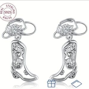 Sterling Silver Cowboy Boot Earrings